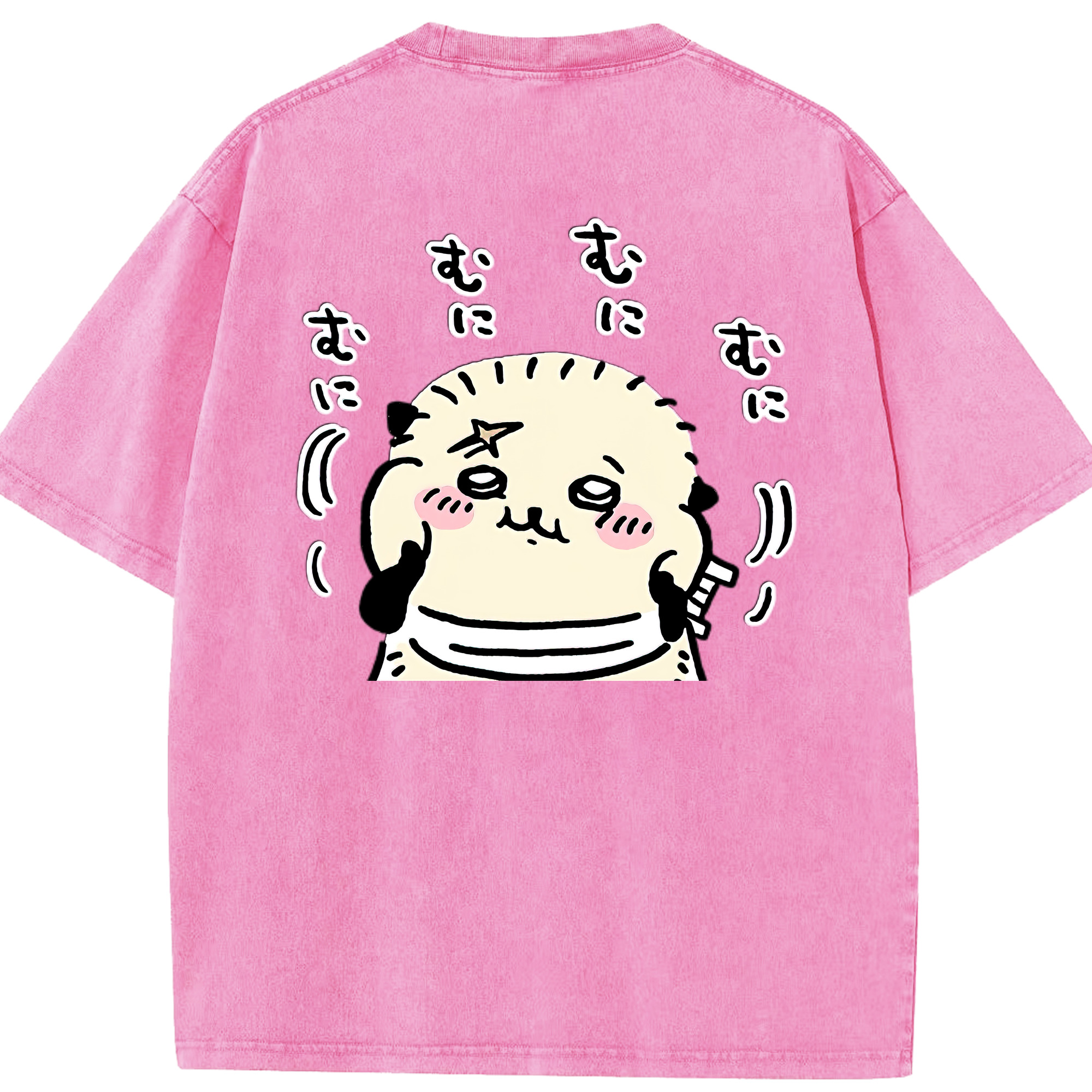 （画像用） ちいかわ ラッコ Chii-kawa Sea otter 綿100% ヴィンテージ風 半袖Tシャツ（背面プリント）